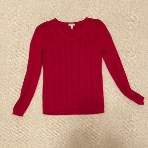 Hot pink ribbed knit cardigan sweater